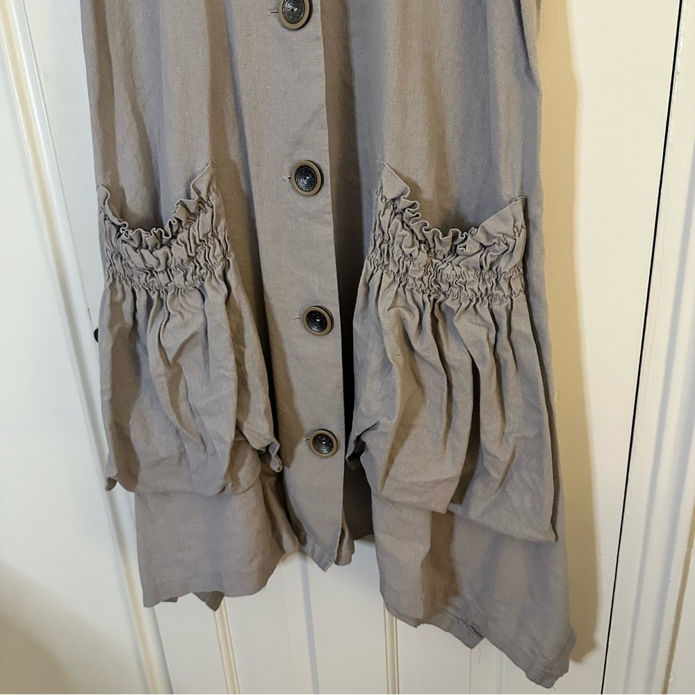 Forcynthia Linen Dress Shark Bite Hem Asymmetrical Boho Lagenlook Artsy Large - Picture 4 of 8